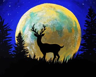 Stag Silhouette Moonlight diamond painting