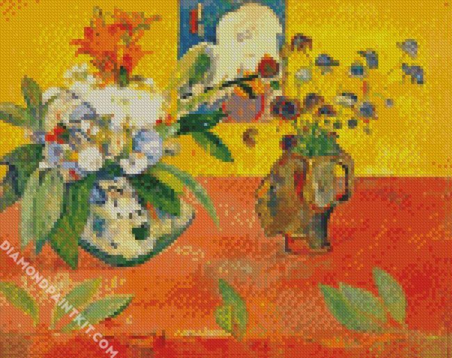 Still Life with Head Shaped Vase and Japanese Woodcut by Gauguin diamond paintings