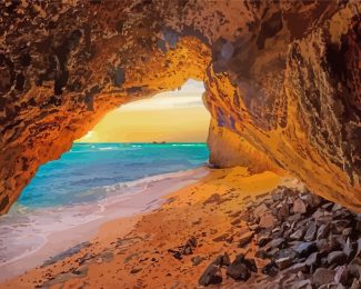 Sunset Seascape Cave diamond painting