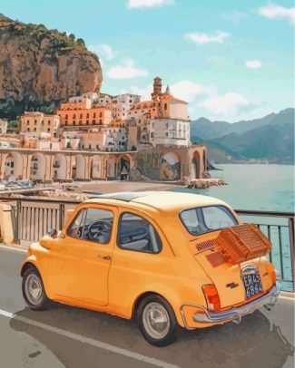 Yellow Vintage Fiat diamond painting