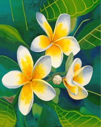 Yellow White Frangipani diamond painting