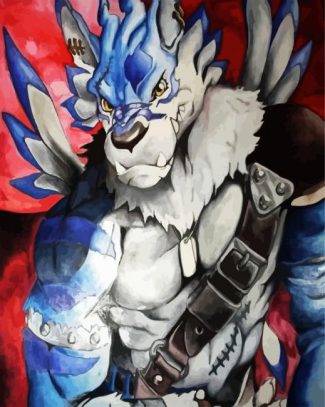 aesthetic Garurumon anime diamond painting