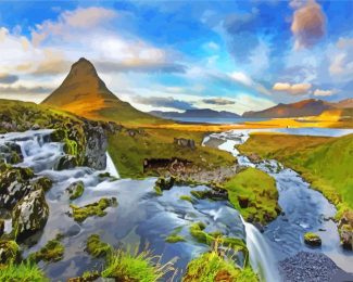 aesthetic Kirkjufell mountain diamond painting