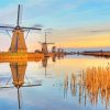 aesthetic Windmills at Kinderdijk diamond painting