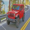 aesthetic red jeep car diamond paintings