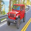 aesthetic red jeep car diamond painting