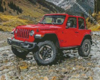 aesthetic red jeep diamond paintings