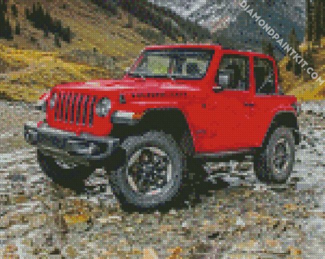 aesthetic red jeep diamond paintings