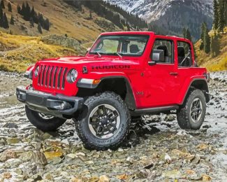 aesthetic red jeep diamond paintings