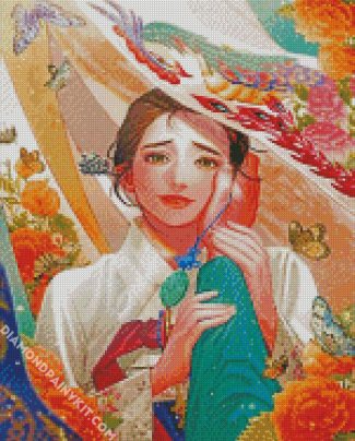 beautiful lady with traditional Hanbok diamond paintings