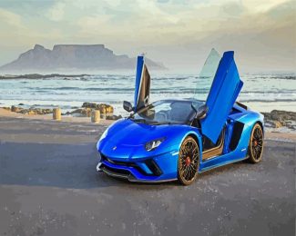 bllue Lamborghini diamond painting