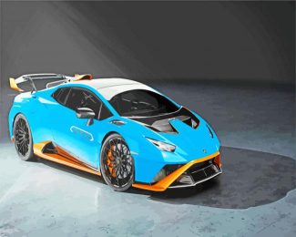 blue and Orange Lamborghini diamond painting