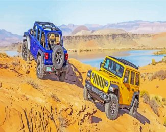 blue and yellow jeeps diamond paintings