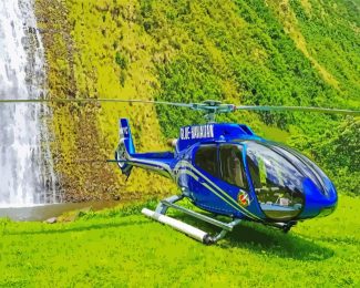 blue private helicopter diamond paintiing