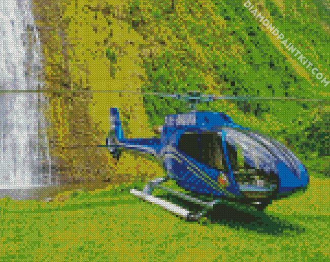 blue private helicopter diamond paintiings