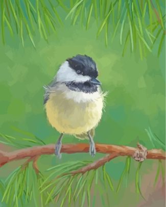 cap chickadee Bird On Stick diamond painting