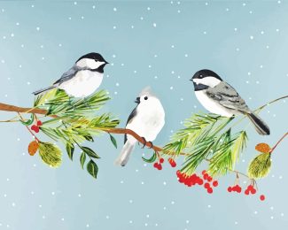 cap chickadee In Snow diamond painting