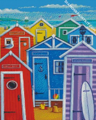 colorful beach huts diamond paintings