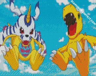 digimon agumon and gabumon anime diamond paintings