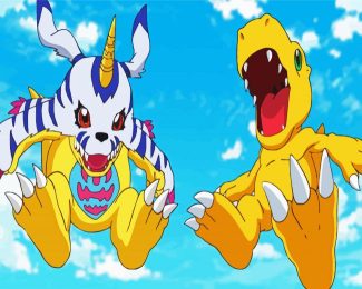 digimon agumon and gabumon anime diamond painting