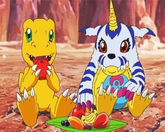 digimon agumon and gabumon diamond painting