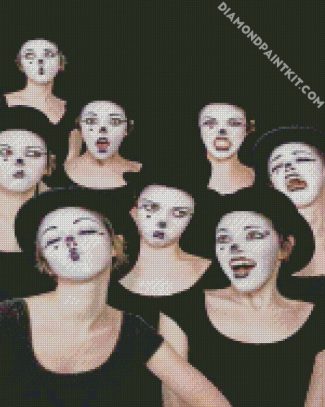 female mime clowns diamond paintings