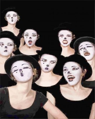 female mime clowns diamond painting