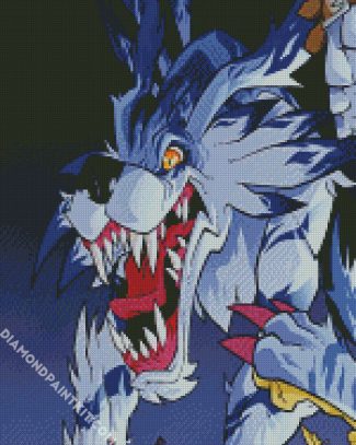 garurumon digimon anime diamond paintings