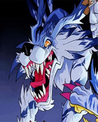 garurumon digimon anime diamond painting