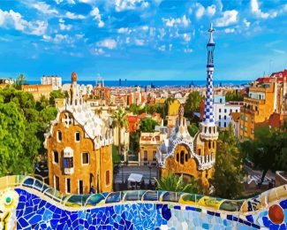 gaudi Park Güell building diamond painting