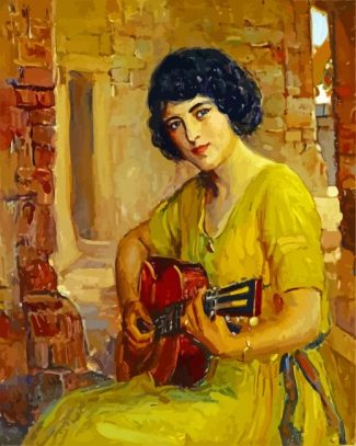 guitarist beautiful lady diamond paintings