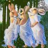 hares wearing white diamond paintings