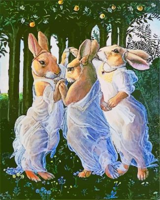 hares wearing white diamond paintings