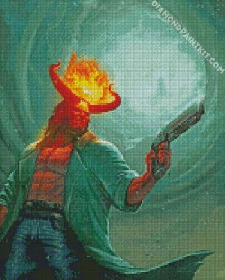 hellboy carrying a gun diamond paintiings