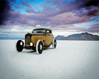 hotrod in snow diamond paintings