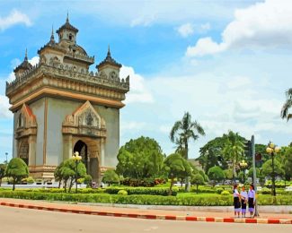 laos Patuxay Monument diamond paintings