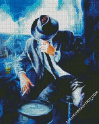 man in a bar smoking diamond paintings