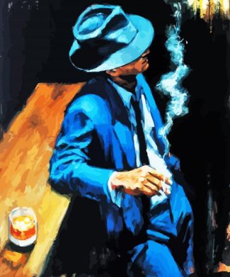 man smoking diamond paintings