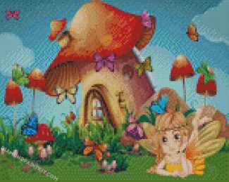 mushroom fairy house diamond paintings