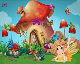 mushroom fairy house diamond painting