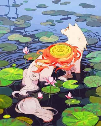 okami dog diamond painting