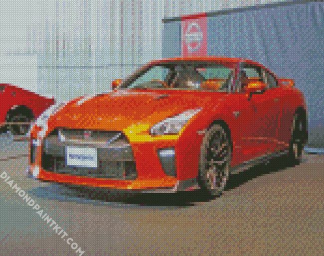 orange gtr car diamond paintings