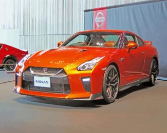 orange gtr car diamond paintings