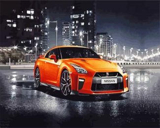 orange gtr car diamond painting