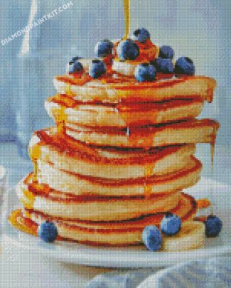 pancakes with honey and blueberry diamond paintings