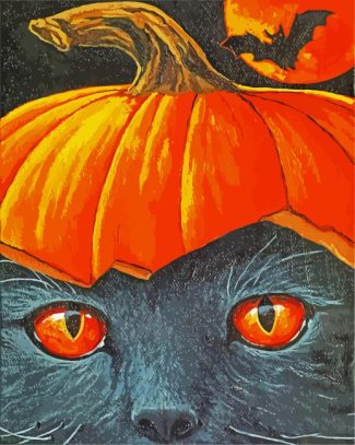 pumpkin black cat diamond painting