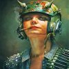 smoking girl with helmet diamond paintings