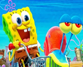 spongbob and gary diamond painting