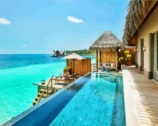 water villa with pool outdoor maldives diamond paintings