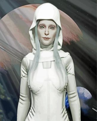 white Galactic lady diamond painting